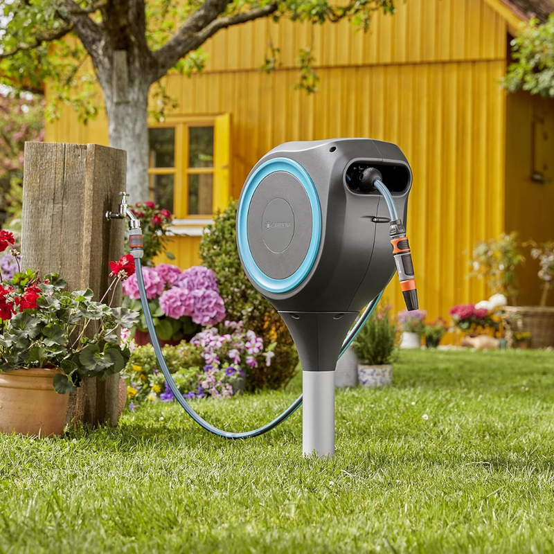 SimpleGarden: Enrolador de Mangueira Automático e Suporte Giratório 180° + BRINDE Mangueira